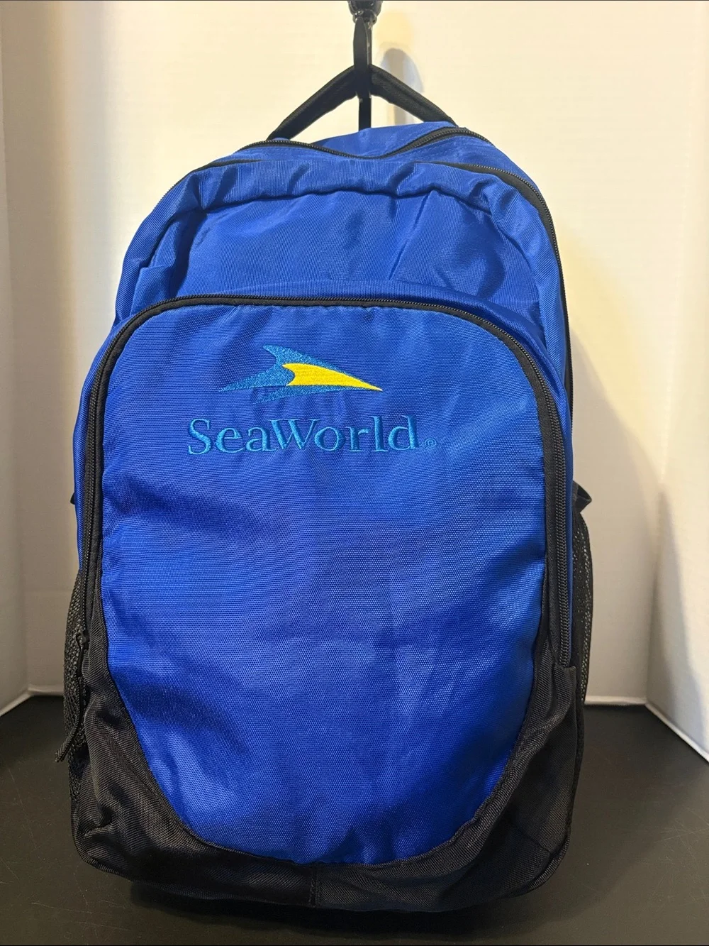 SeaWorld Blue and Black Men's Backpack with Logo